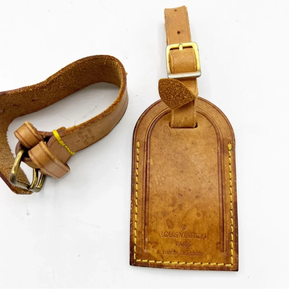 Louis Vuitton Poignet and Luggage Tag Set in Vachetta Leather Authentic